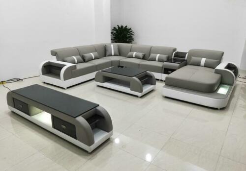 ecksofa couch sofa led garnitur wohnlandschaft polster garnitur usb beleuchtet