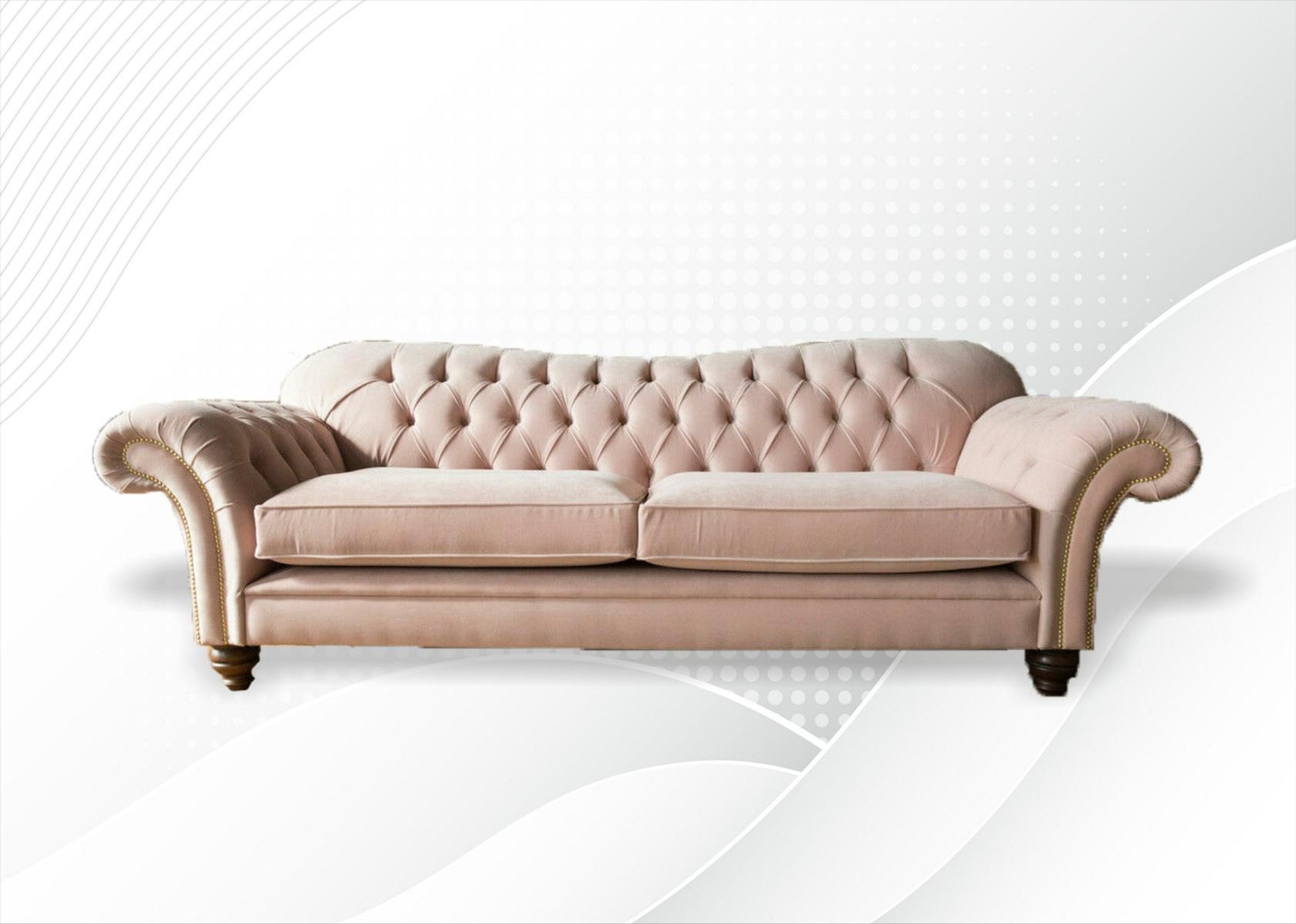 Chesterfield Pink Stoff Wohnzimmer Design Couchen Polster Sofa Sofas