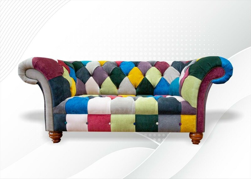 Chesterfield 2 Sitzer Sofa Textil Wohnzimmer Modern Design Couchen Couch