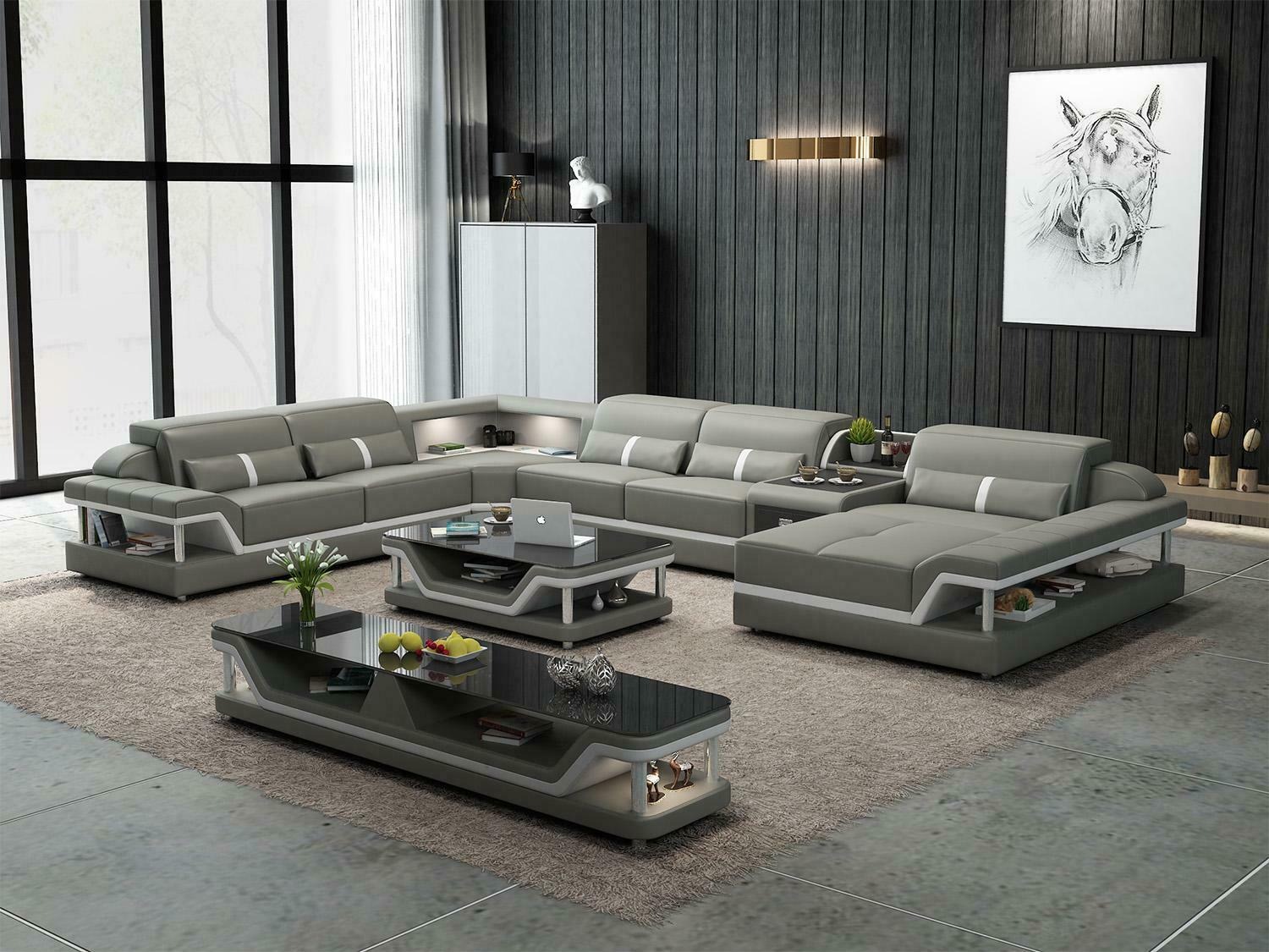 Wohnlandschaft U Form Ecksofa Couchtisch Sideboard Design Wohnlandschaft 3tlg