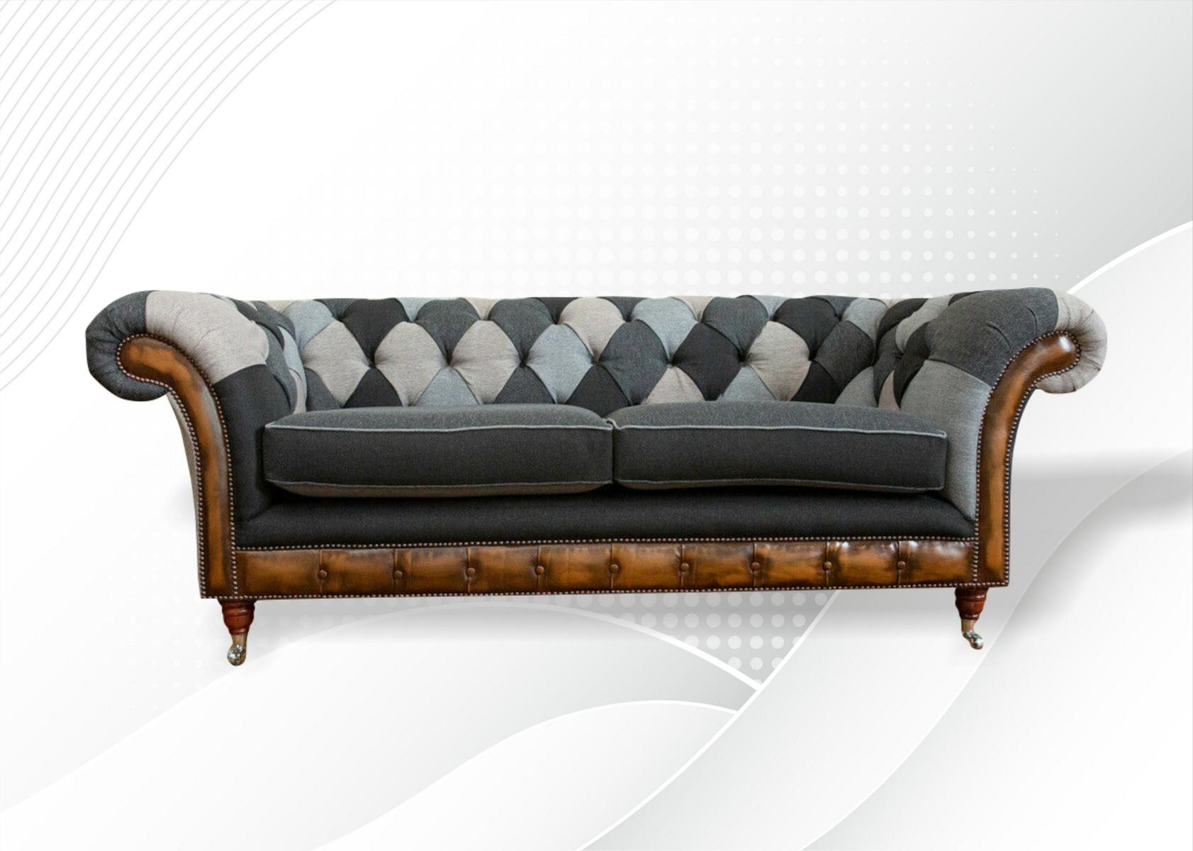 Chesterfield 3Sitzer Textil Design Couchen Polster Sofas Neu Kreative