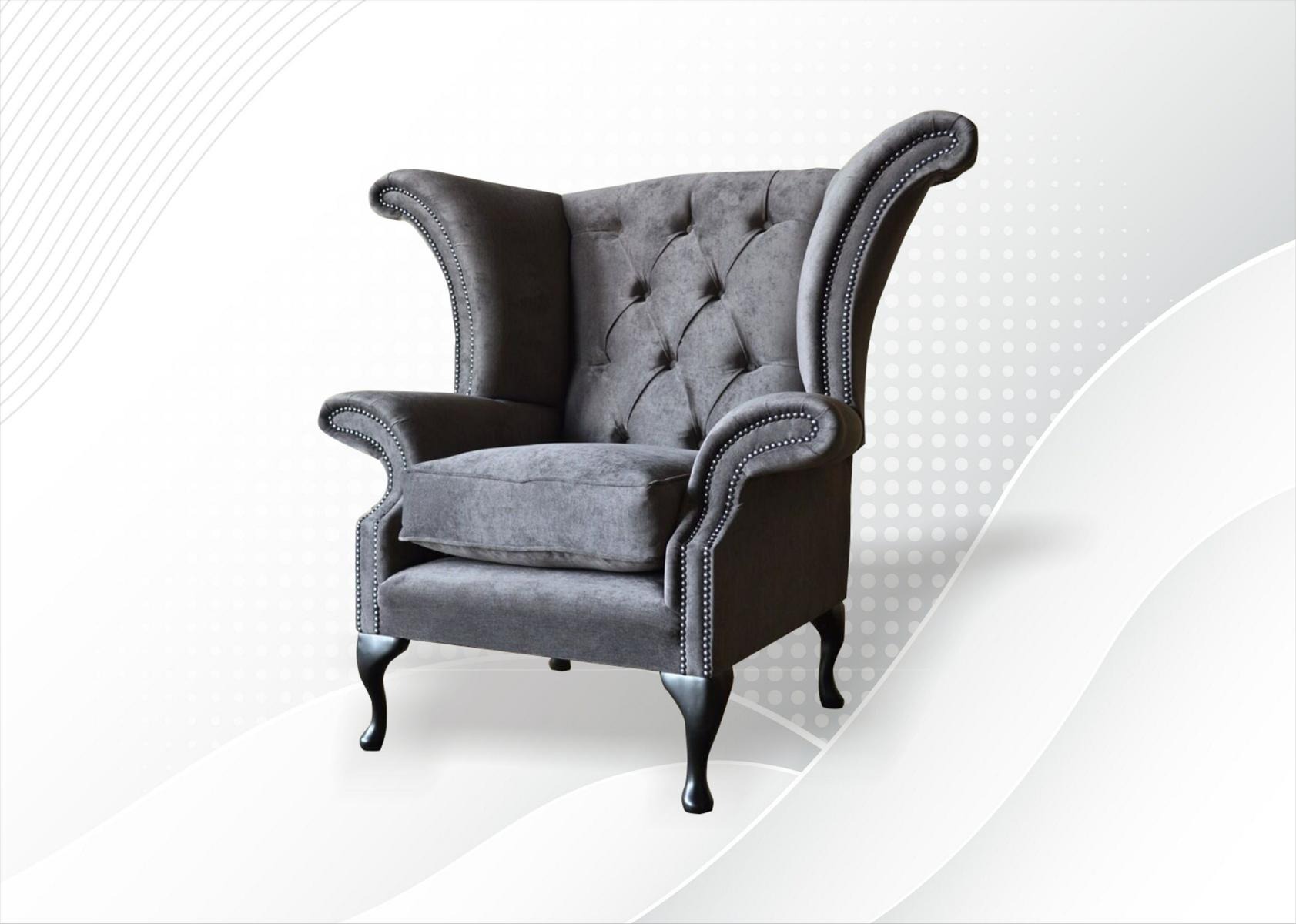 Ohrensessel Sessel Fernseh Design Polster Sofa Couch Textil Chesterfield