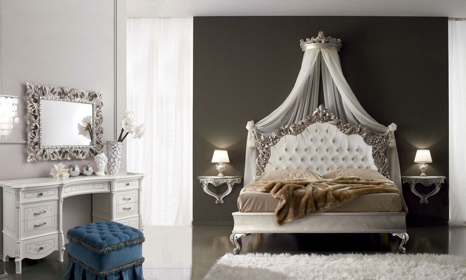 Bett + 2x Nachttisch 3 tlg. Schlafzimmer Set Design Modern Luxus Chesterfield