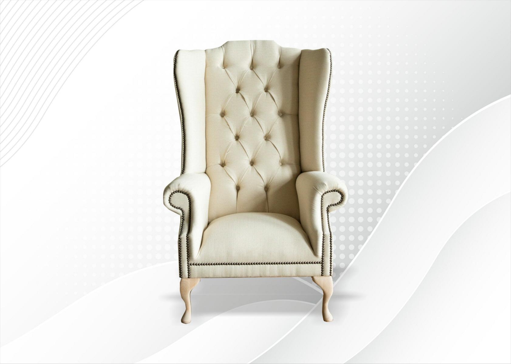 Beige Chesterfield Ohrensessel Polstersofas Klassische Stuhl der Premium