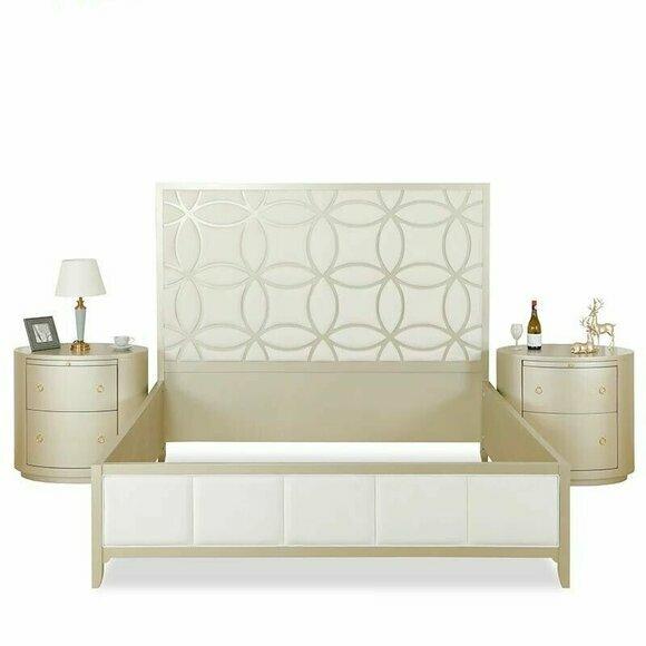 Bett Nachttische Schlafzimmer Set 3 tlg Design Modern Luxus Klassische Möbel Neu