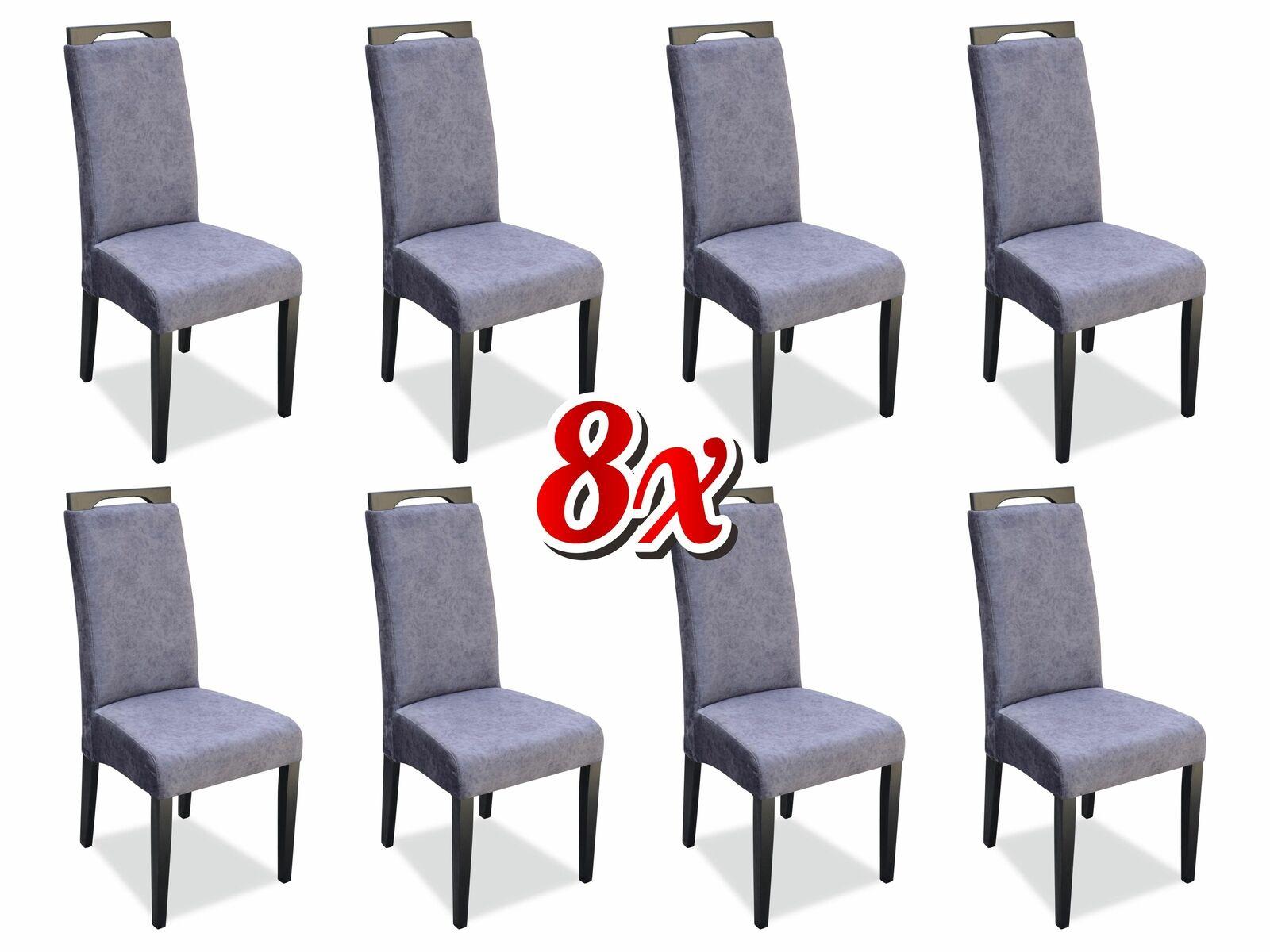 Esszimmer Stühle Stoff Set 8x Sessel Textil Stuhl Designer Holz Polster Möbel