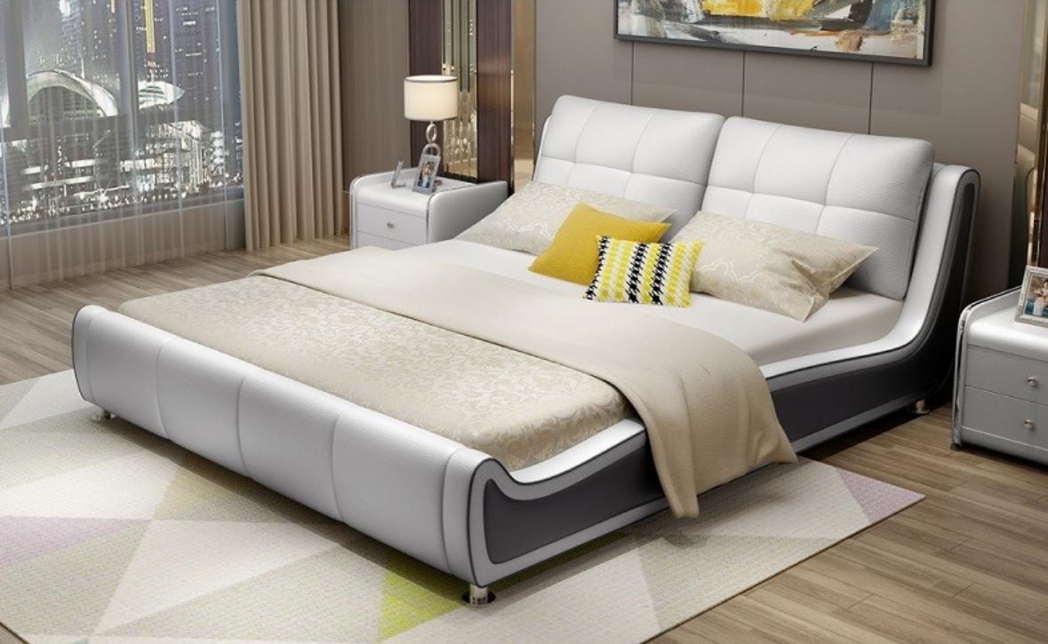 Bett Polster Design Deko Luxus Doppel Hotel Betten Ehe Schlaf Zimmer Leder