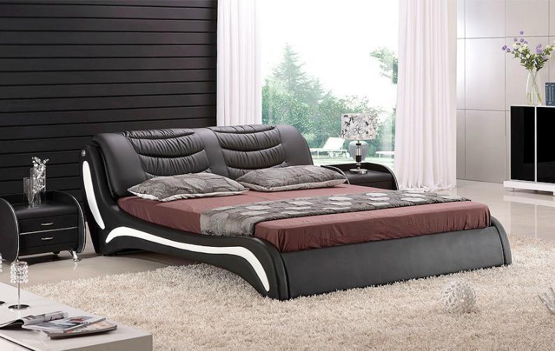 Designer Bett Schlafzimmer Betten Leder Hotel Luxus Polster Italienische