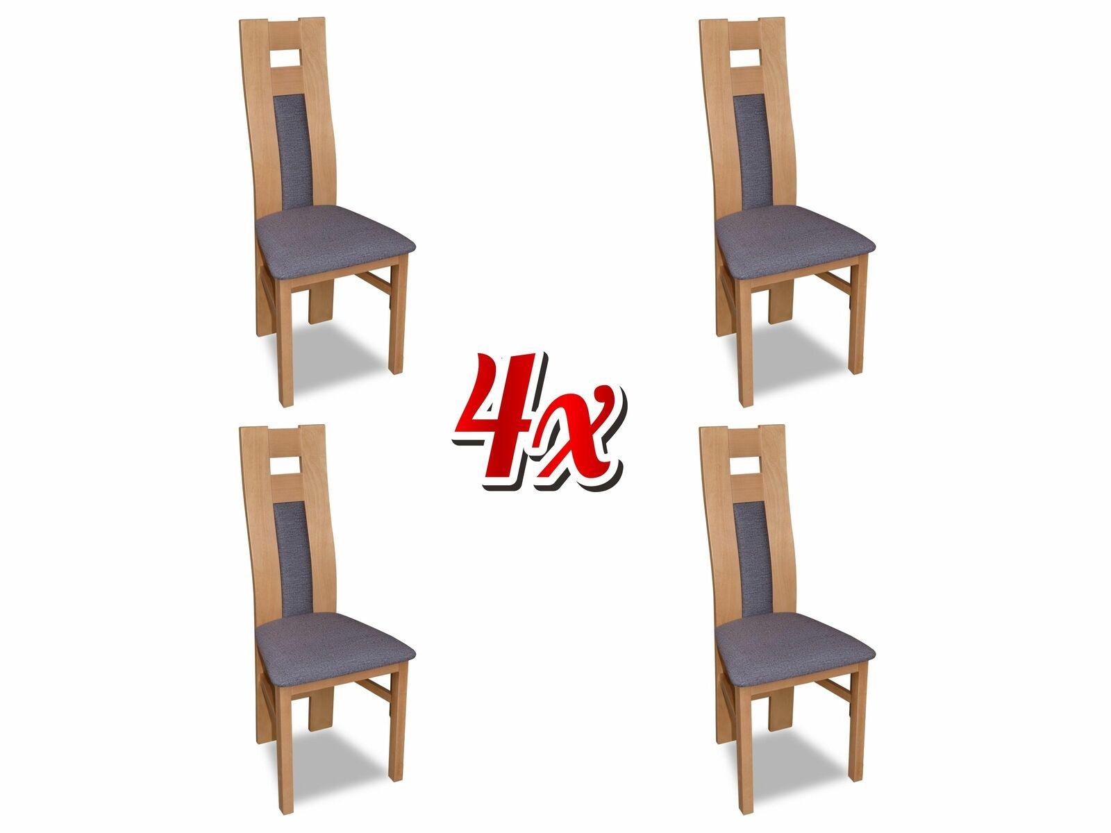 Gruppe Sitz Polster Lehn Stühle Garnitur Holz Massiv Luxus Sessel Set 4x Stuhl