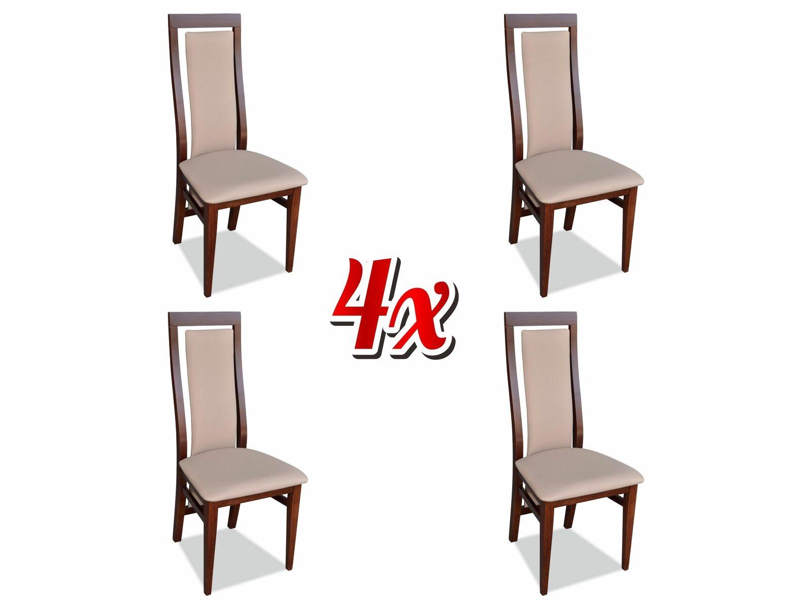 Stuhl Holz Textil Stühle Gastro Esszimmer Stoff Neu Design Polster Set 4x Sessel