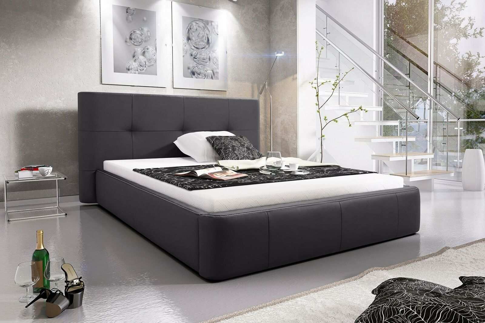 Bett Polster Design Luxus Doppel Hotel Betten Schlaf Zimmer Modern Leder
