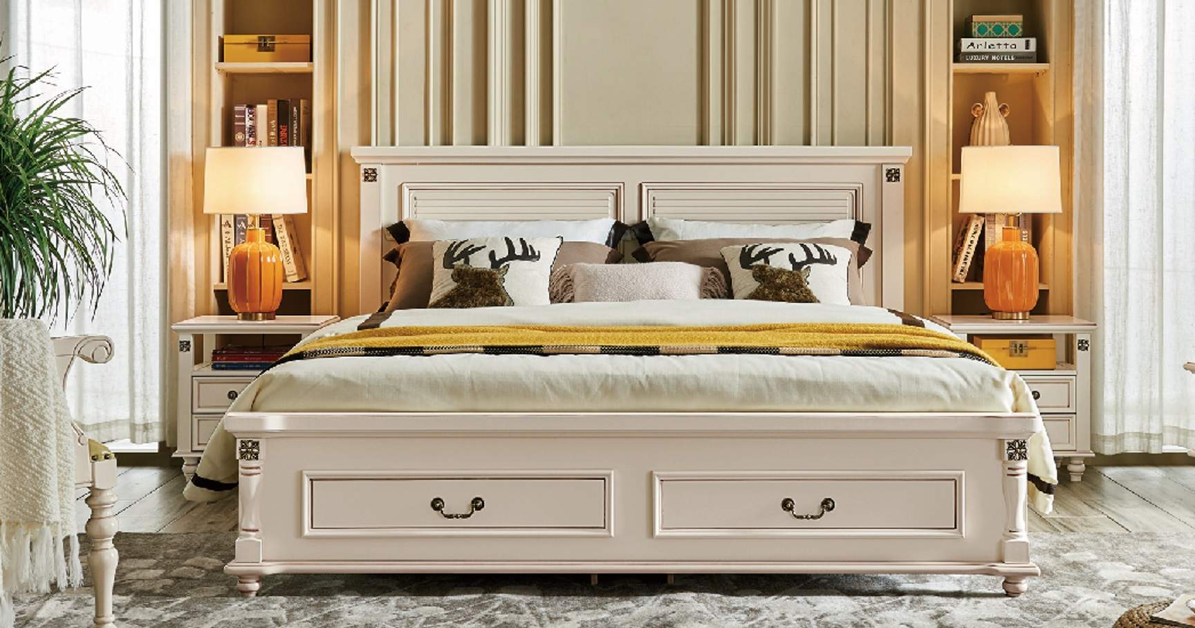 Doppel Hotel Betten Schlafzimmer 180x200 cm Holz Holzbett Bett Design