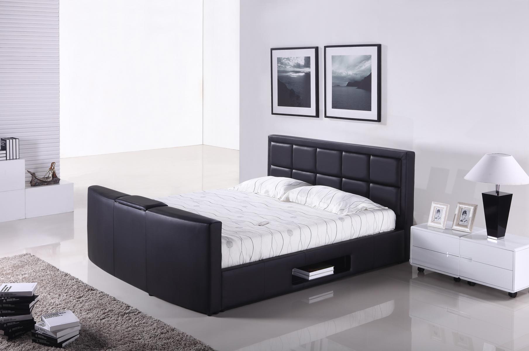 Bett mit Lift Fernseh Halterung Schlafzimmer Betten Polster Doppel