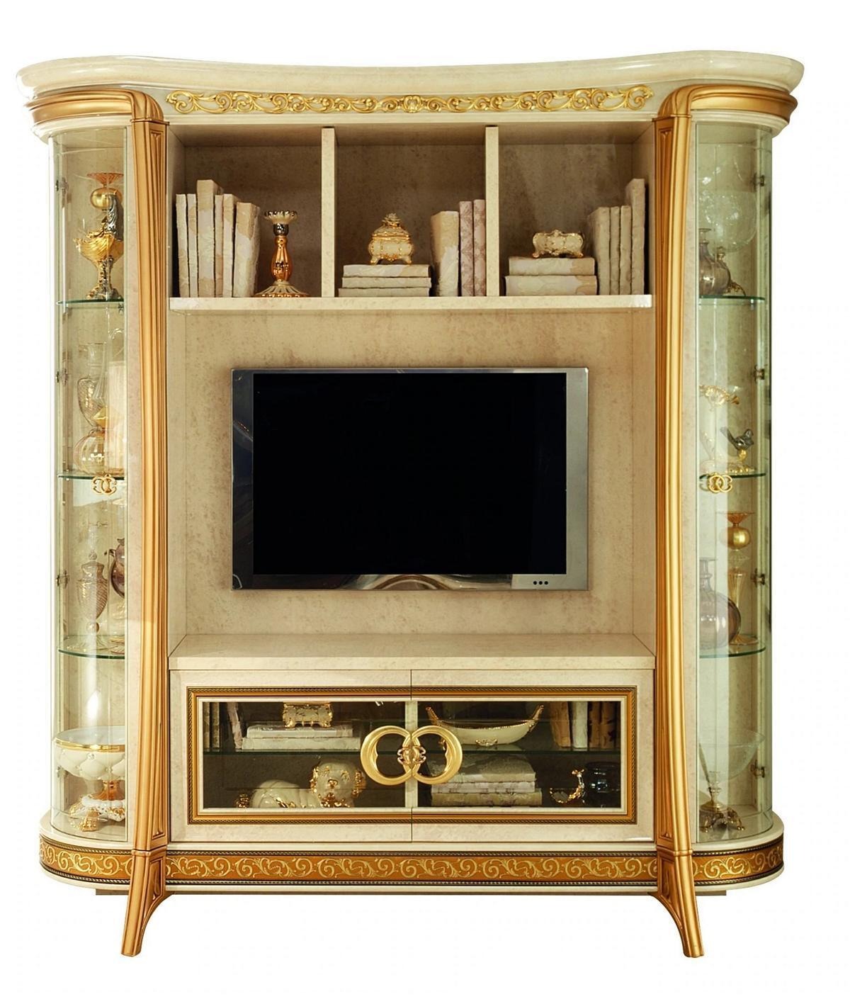 Wohnzimmer Anbau Medien Wand Fernsehwand Fernsehschrank Wohnwand Barock Rokoko