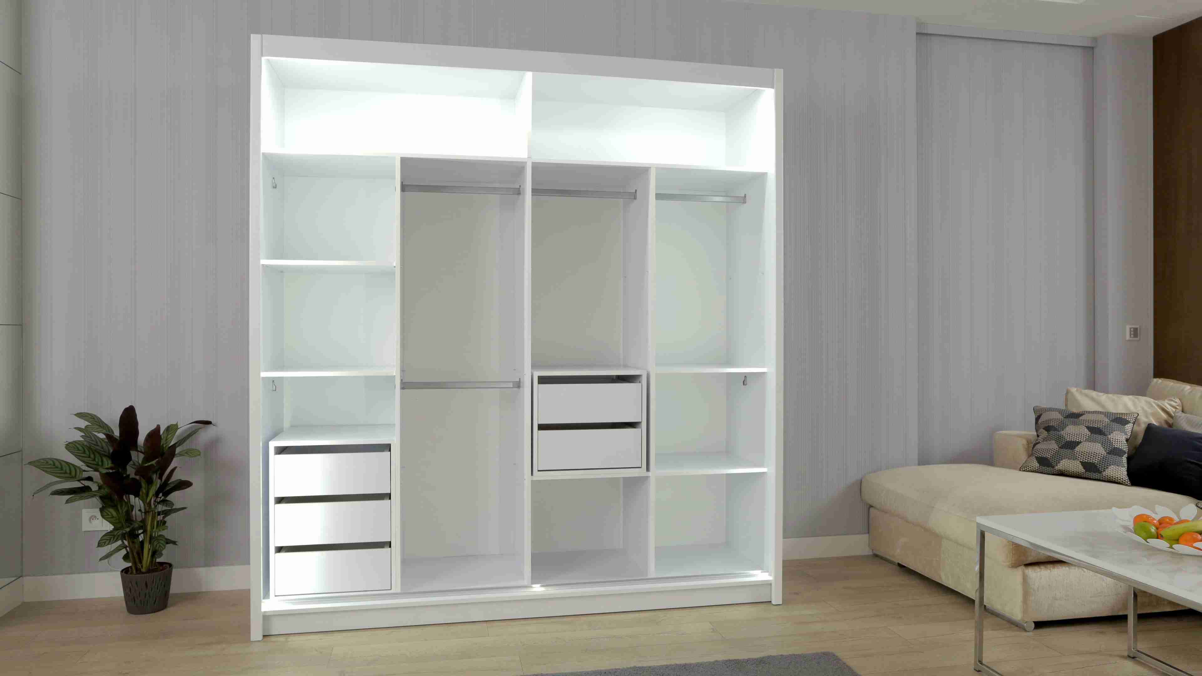 Modern Weiß Holz Schränke Schlafzimmer Schrank Kleiderschrank Hochschrank
