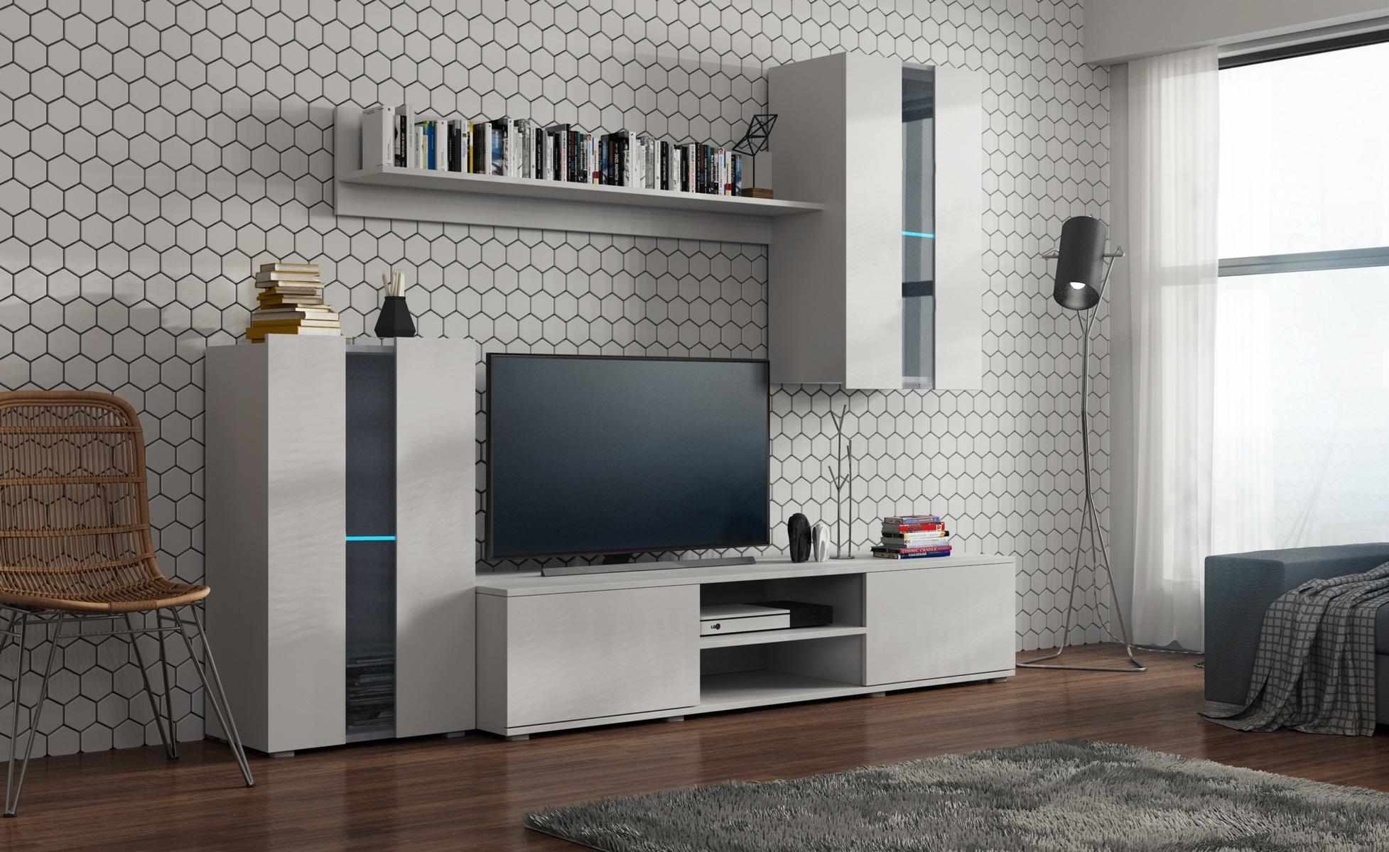 Set Modern Wohnwand Vitrinen Regal Schrank Wohnzimmer Modern Stil Wohnwände 4tlg