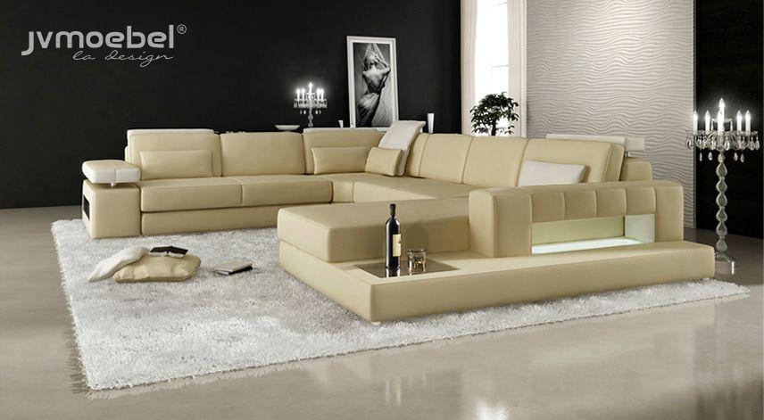 Ecksofa U-Form Wohnlandschaft Sofa Couch Polster Ecke Sofa Stoff Sofas Leder