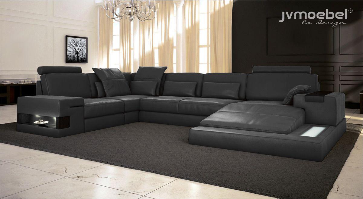 Ecksofa U-Form Couch Design Textil Polster Neu Bettfunktion Wohnlandschaft Stoff