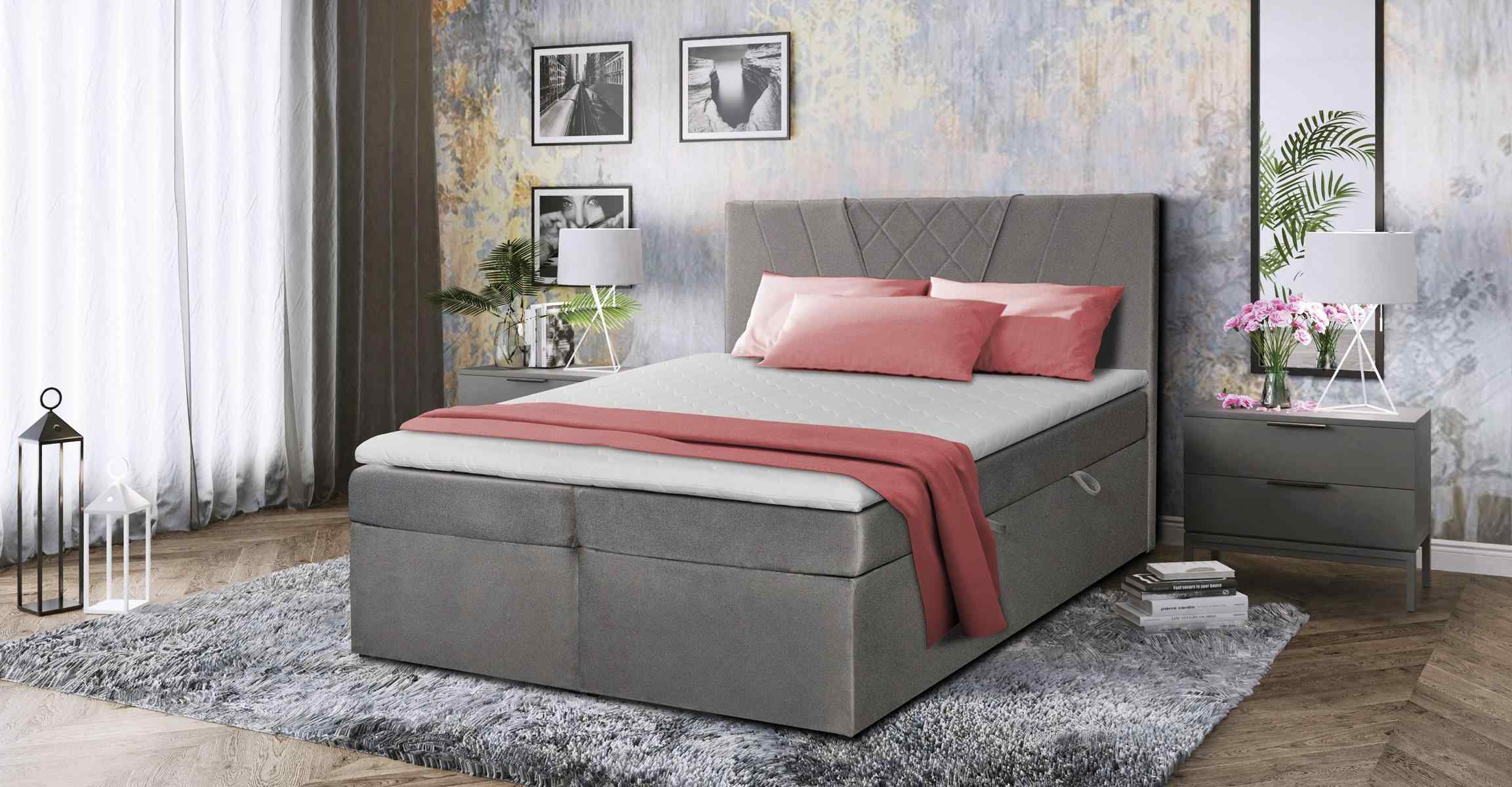 Doppelbett Polster Bett Grau 180x200 Betten Luxus Design Möbel Schlafzimmer Neu