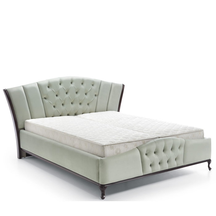 Doppelbett Schlafzimmer Chesterfield Design Möbel Holz Luxus Betten Grün Neu