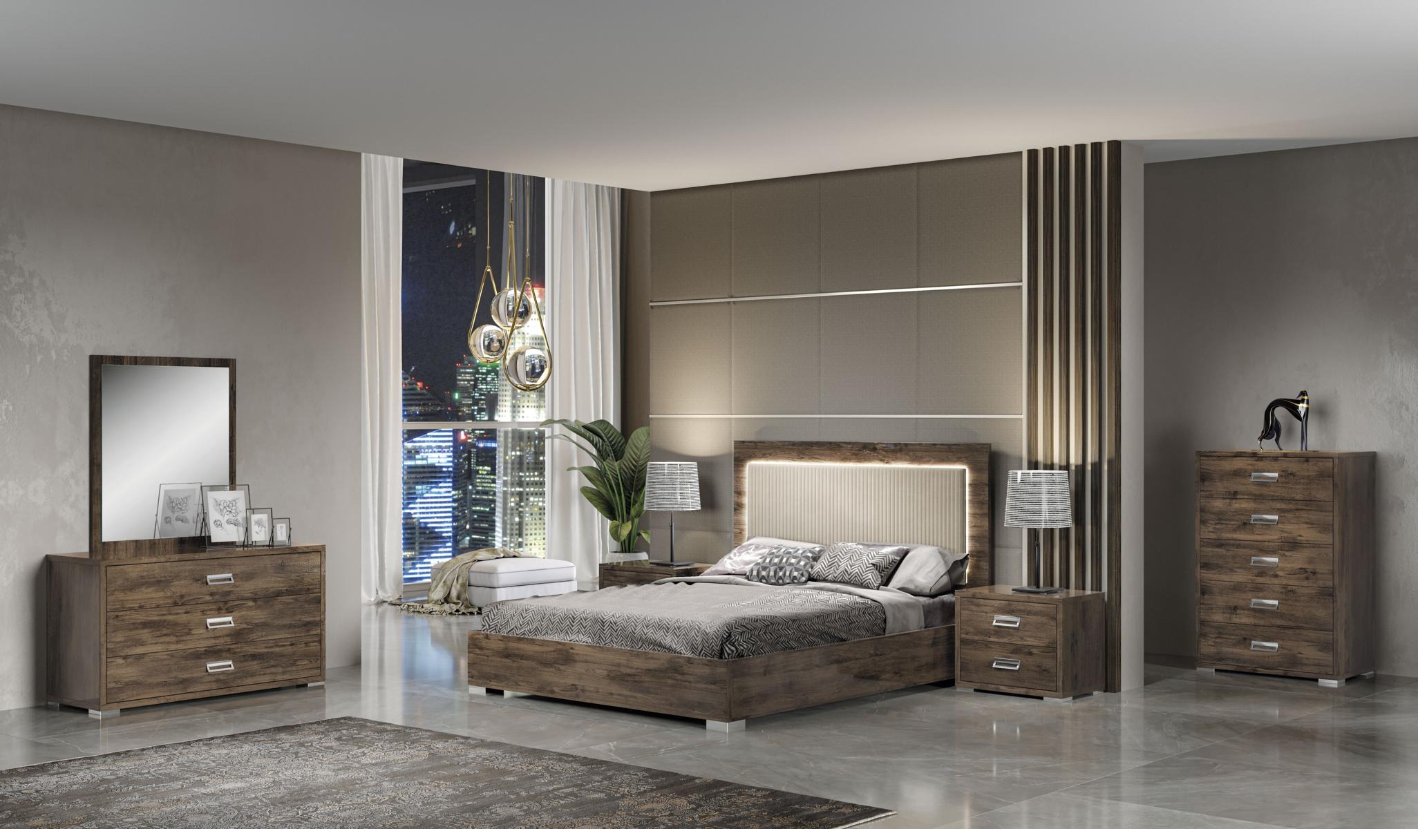 Schlafzimmer Bett Nachttisch Kommode Spiegel Garnitur Gruppe Modern Set 6tlg.