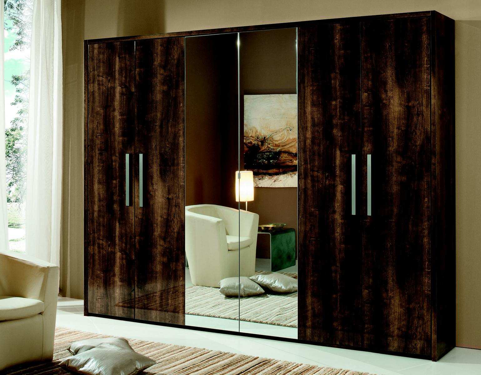 xxl Kleiderschrank 6 Türen Kleider Schrank Designer Möbel Holz Luxus Spiegel Neu