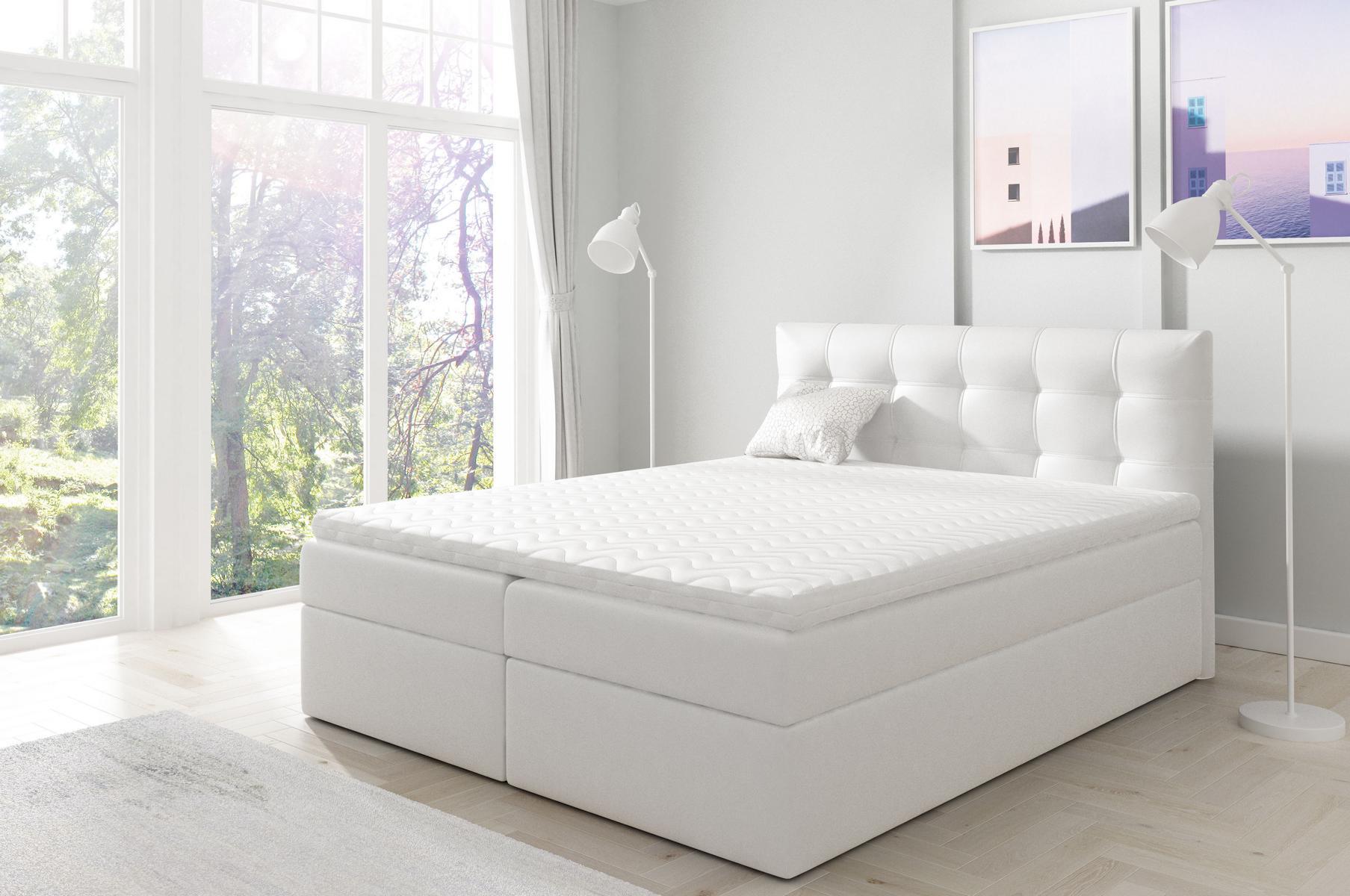 Bett mit Bettkasten Ehebett Boxspringbett Doppelbett Betten Polsterbett Weiß Neu