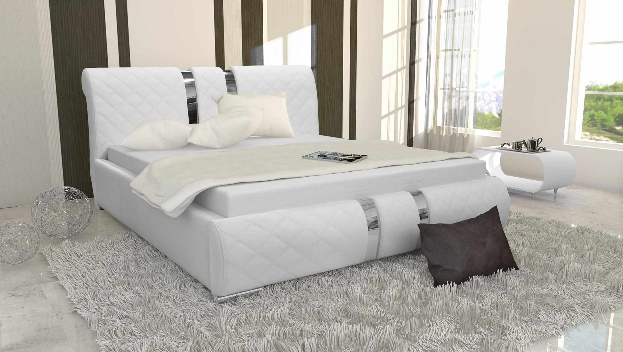 Bettgestell mit Kasten Bett Bettrahmen Weiß Betten 180cm Doppelbett Ehebett Neu