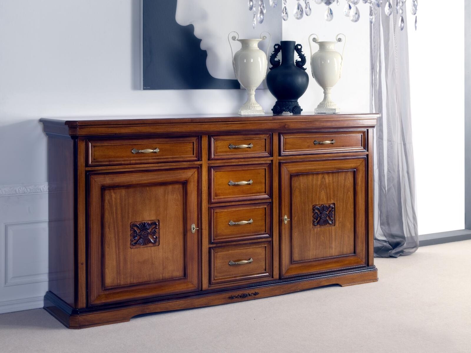 Kommode Schubladen Holz Kommode Wohnzimmer Sideboard Schrank Schränke Massiv