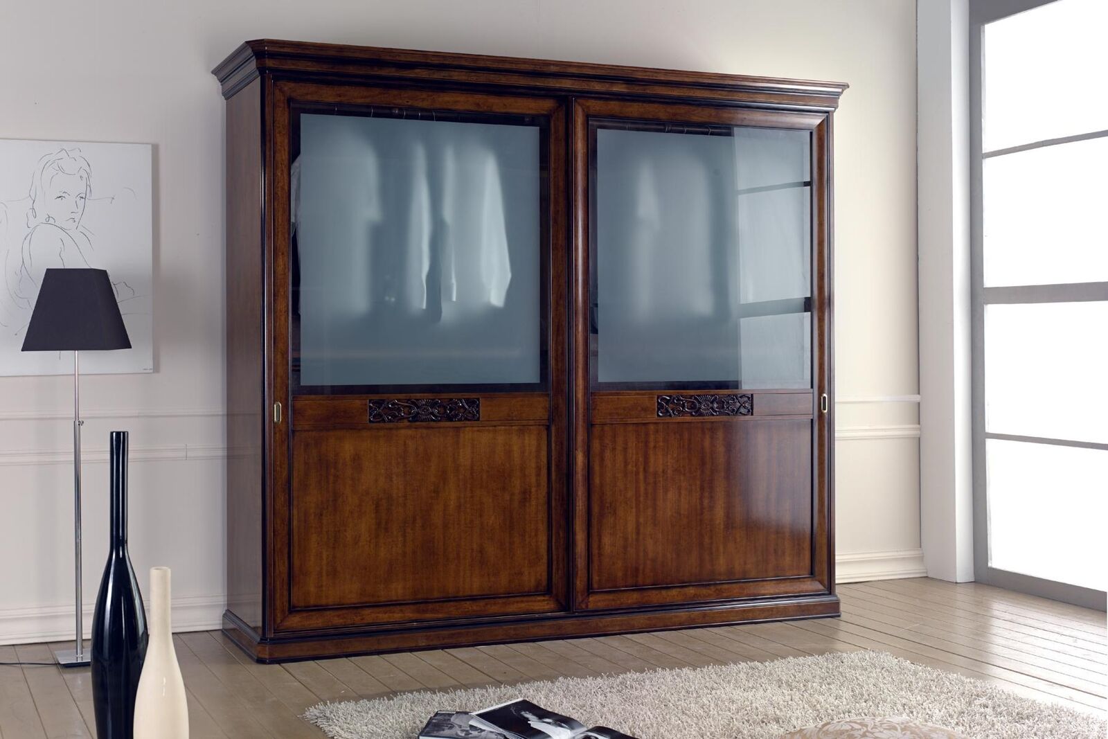 Schlafzimmer Schiebetürschrank Schrank Spiegel Kleider Schränke Luxus Möbel