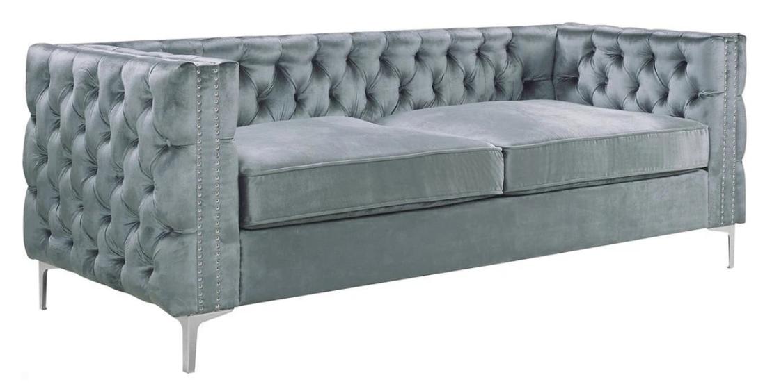 graue chesterfield couch luxus samt stoff couchen sofa set knöpfe polster neu