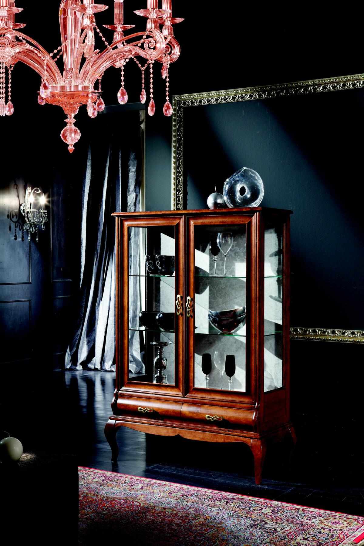 Klassische Möbel Holz Braun Vitrine Schicke Vitrineschrank Italienische Möbel