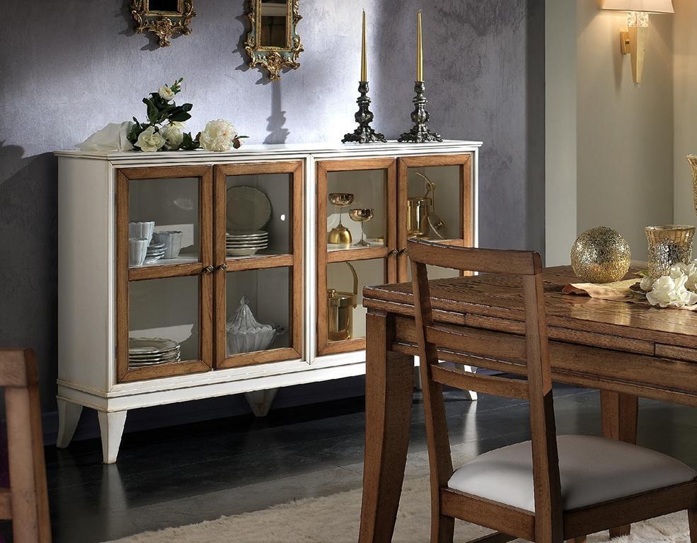 Vitrine Anrichte Retro Stil Wohnzimmer Schrank Kommode Kollektion Vitrinen