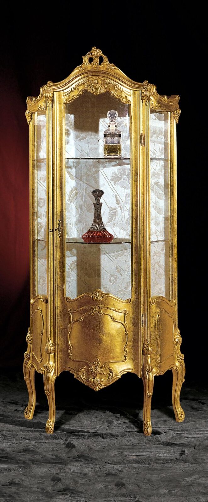 Goldene Holz Vitrine Schrank Glas Schränke Regal Vitrinen Italienische Möbel