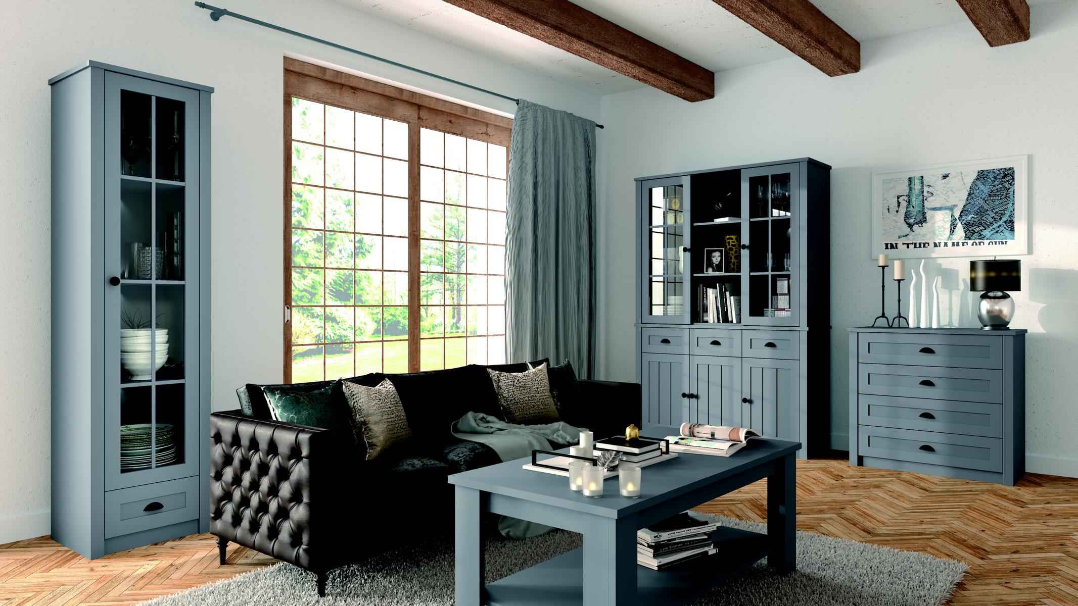 Wohnzimmer Set Vitrine Kommode Wohnwände Kommoden sideboard Schrank Tisch 4tlg