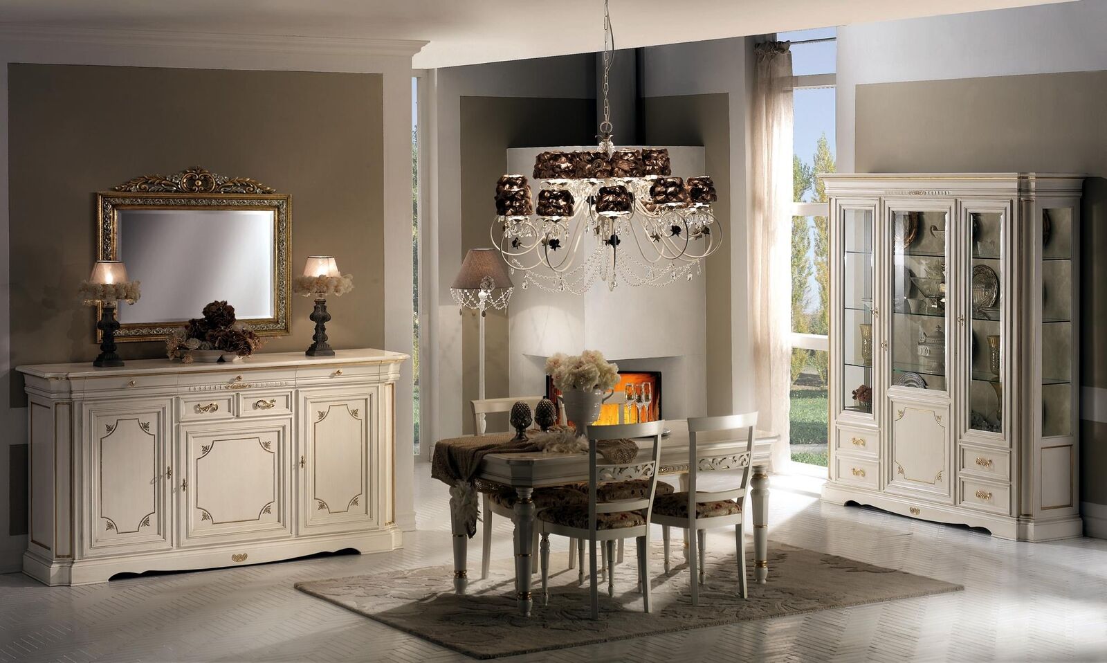 Esszimmer Gruppe Komplett Set Garnitur 7tlg Tisch Tische Luxus Holz Möbel