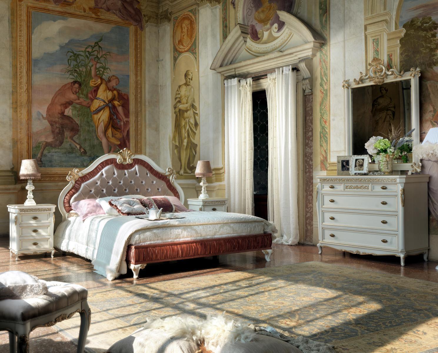 Design Schlafzimmer 5 tlg Komplett Set Bett Nachttisch Kommode Italienische Sets