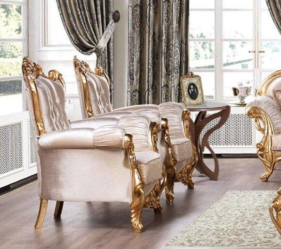 Sessel Ohrensessel Luxus Stoff Sitzer Sitz Design Polster Barock Textil Möbel