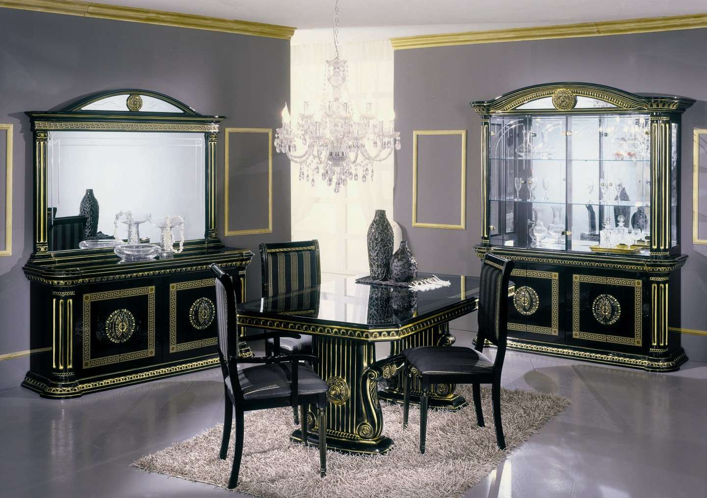 Esszimmer Esstisch Stuhl Kommode Vitrine Spiegel Luxus Möbel Tisch Neu Set 8tlg.