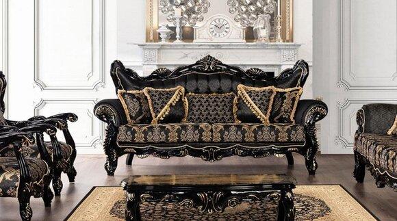 Couch Sitz Dreisitzer Sofa 3 Sitzer Sofas Sessel Stoff Barock Rokoko Möbel 232cm