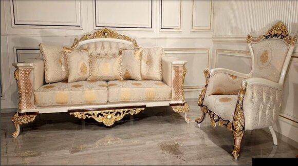 Sofagarnitur 3+1 Sitzer Luxus Set Sofa Sessel Sofas Relax Polster Design Barock