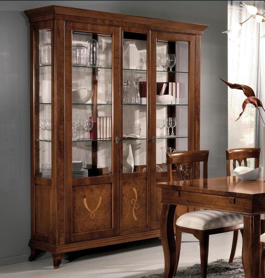 Vitrine Wohnzimmer Möbel Anrichte Massive Glas Holz Vitrinen Schrank Echtholz