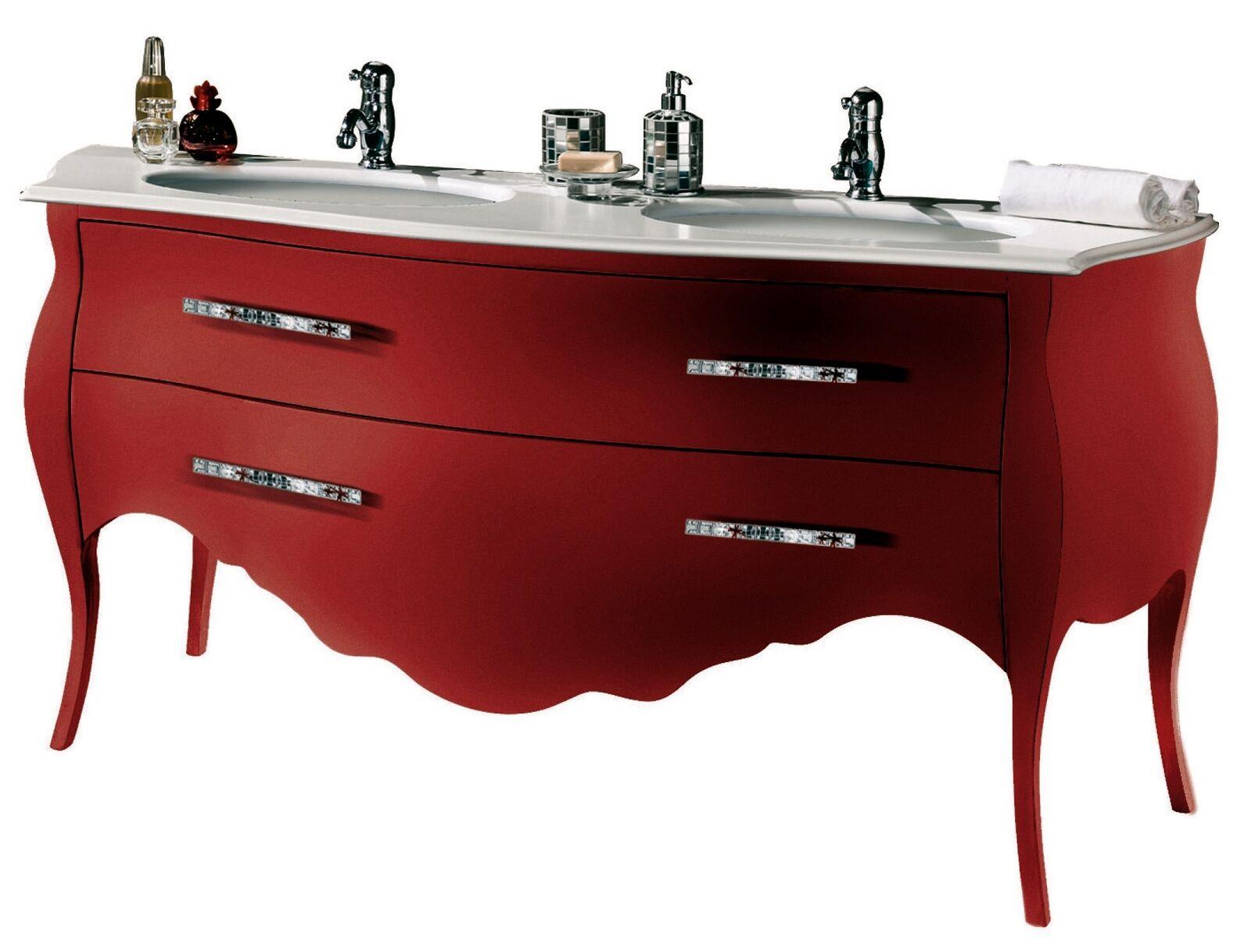 Badmöbel Unterschrank Badschrank Rot 175cm Schrank Badezimmermöbel Hänge Bad