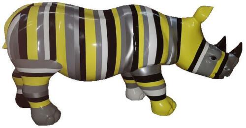 Skulpturen Nashorn Abstrakt Bunte Figur Bemalte Statuen Garten Handarbeit Kunst