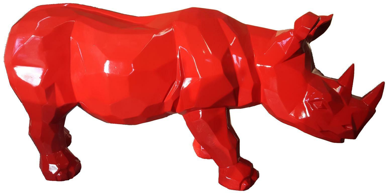 Roter Nashorn Figur Statue Figuren Statuen Skulptur Garten Dekoration Abstrakt