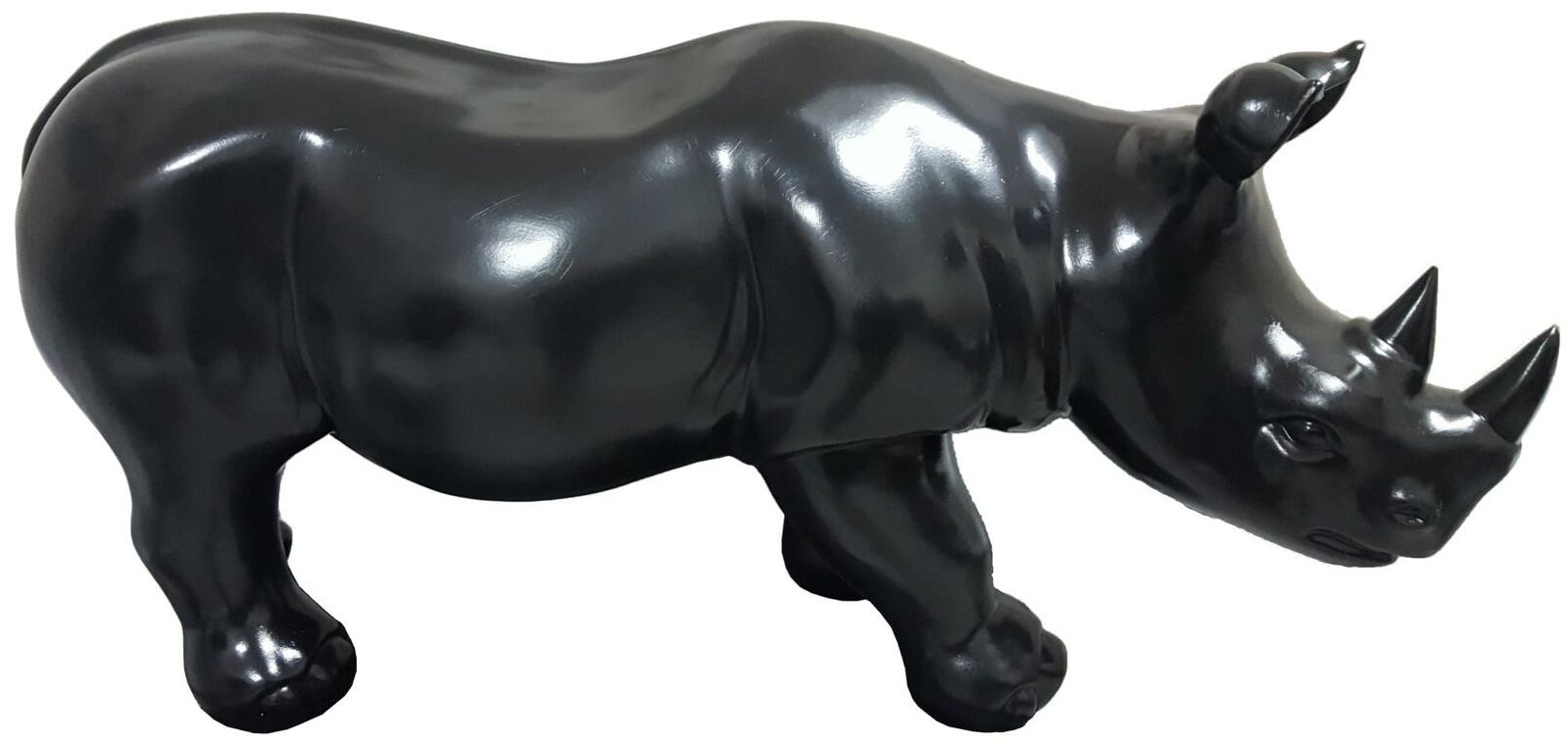 Nashorn Figur Statue Figuren Statuen Skulptur Garten Dekoration Abstrakt Black