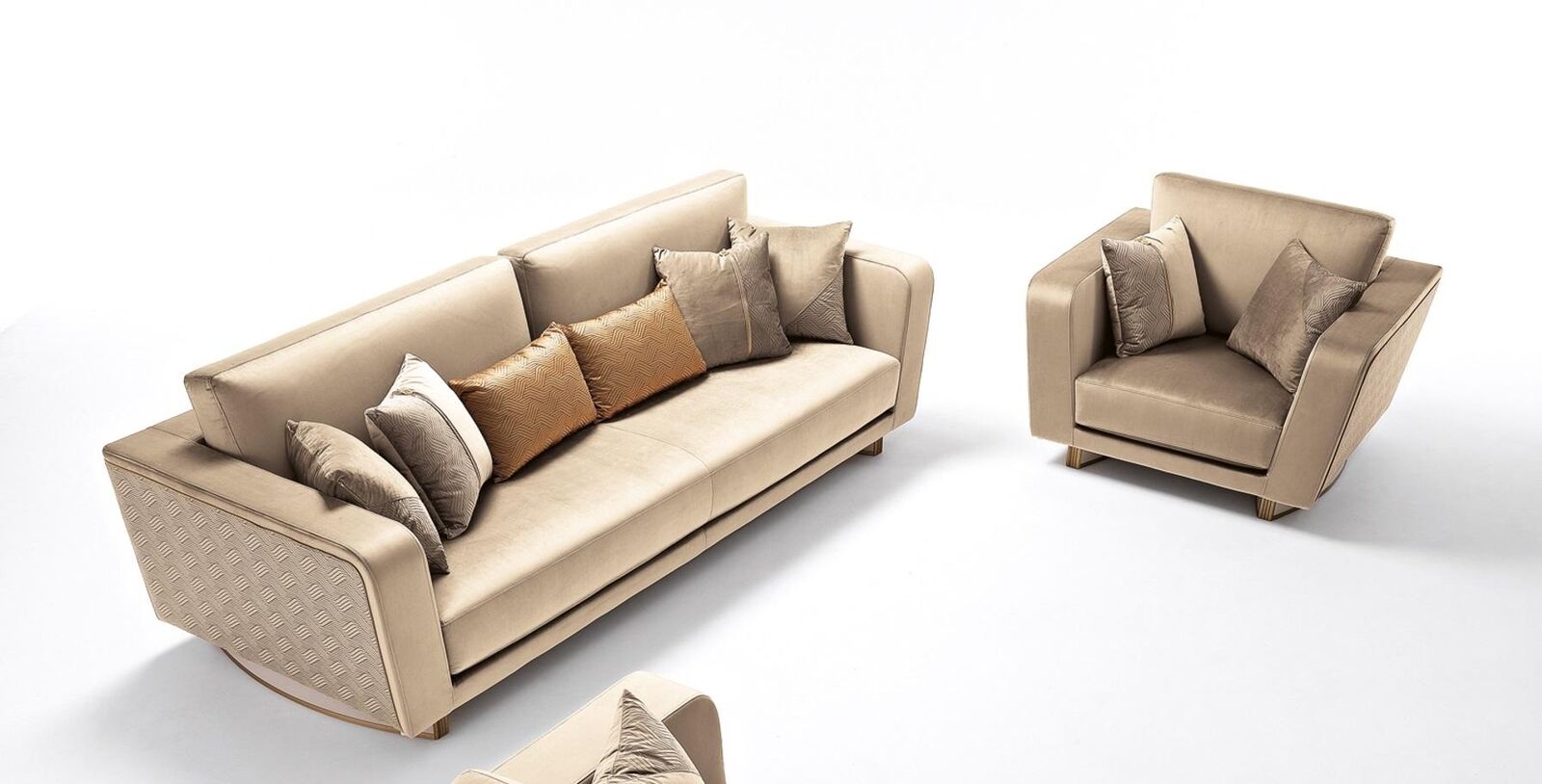 Sofagarnitur 3+1 Sitzer Set Design Sofas Polster Couchen Leder Relax Moderne Neu