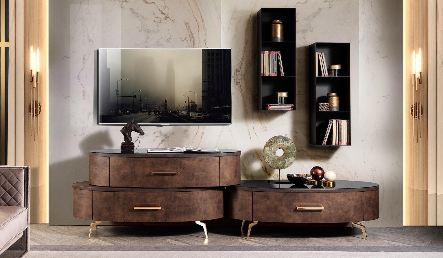 Design Wohnwand Sideboard rtv Lowboard Anrichte 4 tlg. Set Wandablage Neu