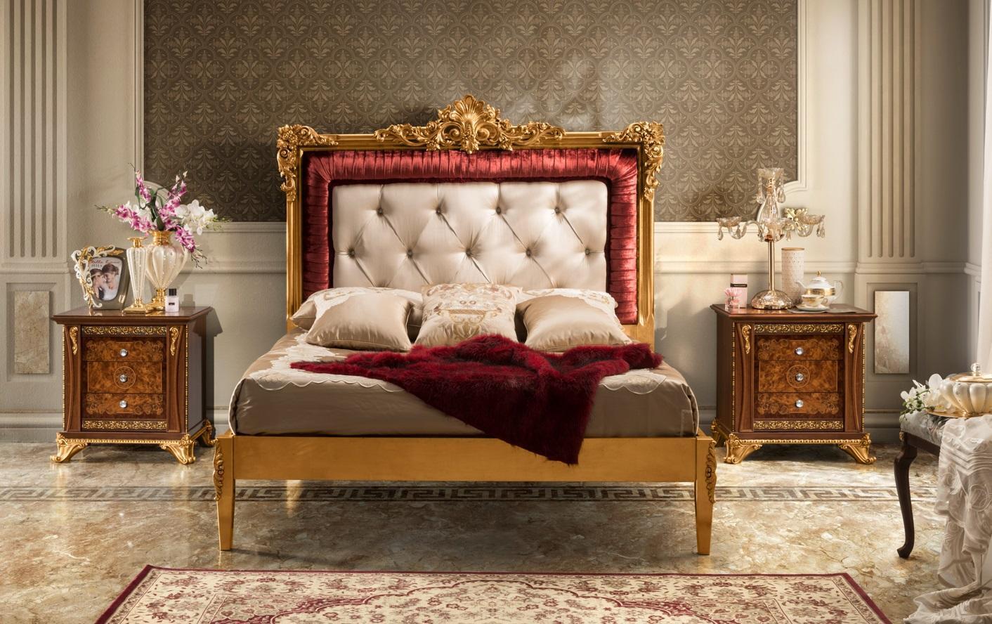 Bett Schlafzimmer Set Luxus Betten Barock Möbel 2x Nachttische 3tlg.