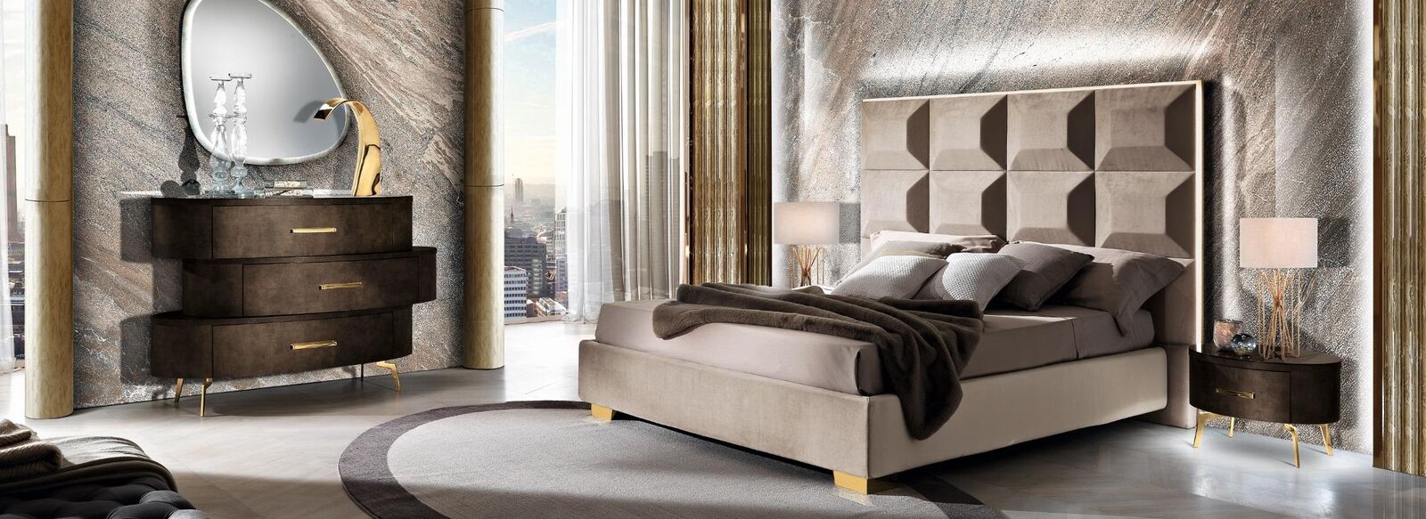 Bett Set Design Klassisch Betten Nachttisch Kommode 4tlg. Schlafzimmer